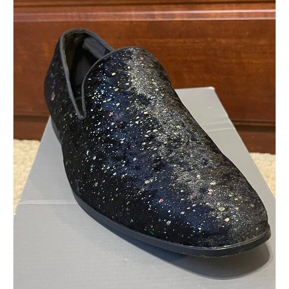 Stacy Adams Men's Stellar Glitter Plain Toe Slip On Loafer Black Velour Size 12 - Picture 12 of 12